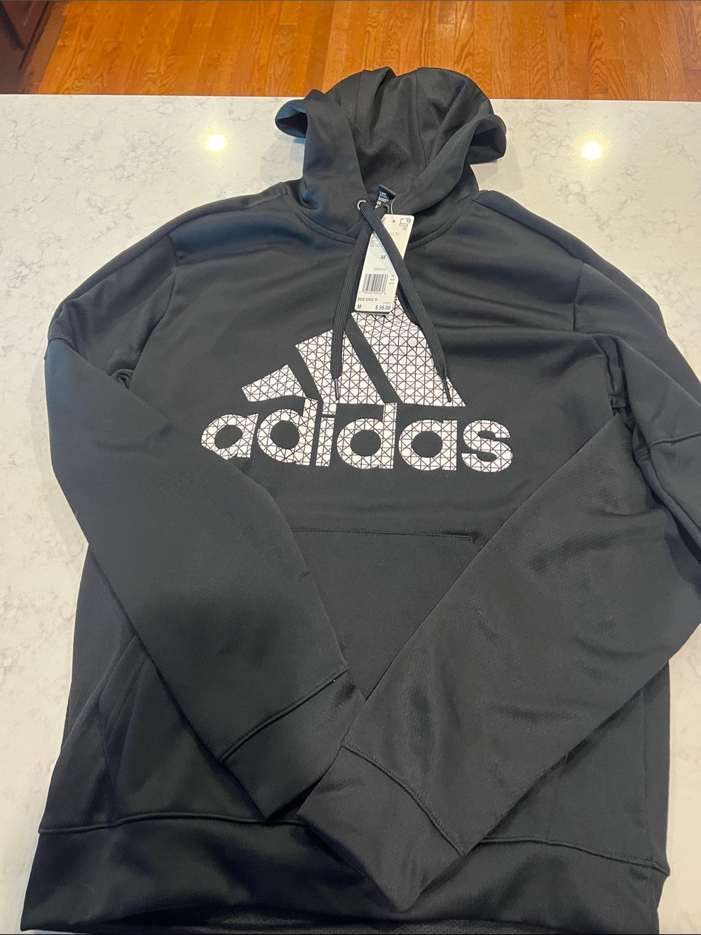 adidas Black Crewneck Hoodie with White Trefoil Logo